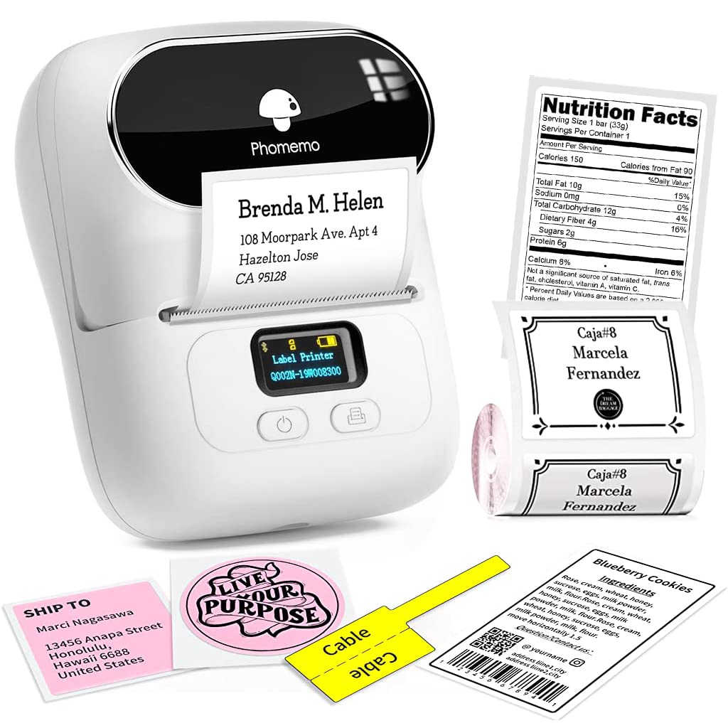 ZORBES Thermal Printer, Mini Bluetooth Thermal Print Inkfree Printer Compatible with Android & iOS System, Label Printer Black on White with 1 Roll Print Paper ZORBES Thermal Printer, Mini Bluetooth Thermal Print Inkfree Printer Compatible with Android & iOS System, Label Printer Black on White with 1 Roll Print Paper